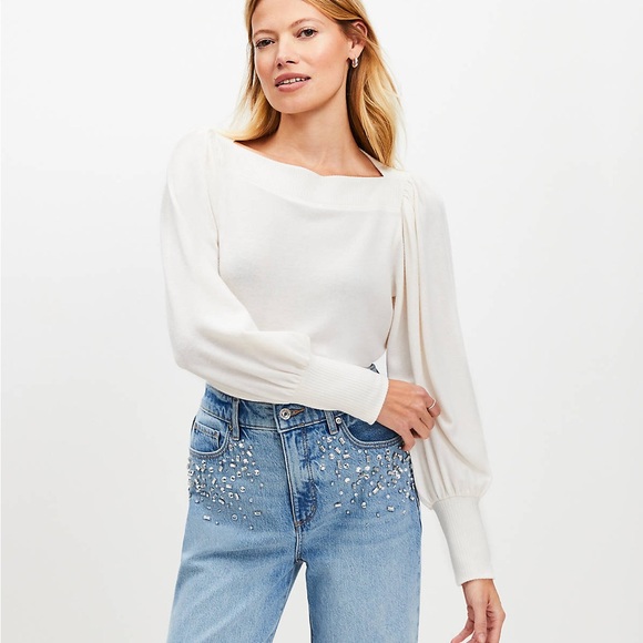LOFT Tops - Loft Puff Sleeve Boatneck Top